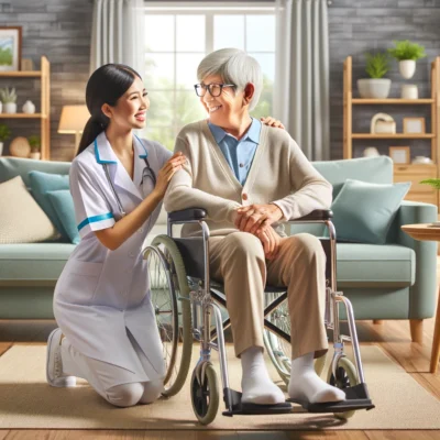 DALL·E 2024 03 12 15.40.29 A heartwarming scene showcasing the essence of making senior elderly and disabled home care services affordable and accessible. The image features a